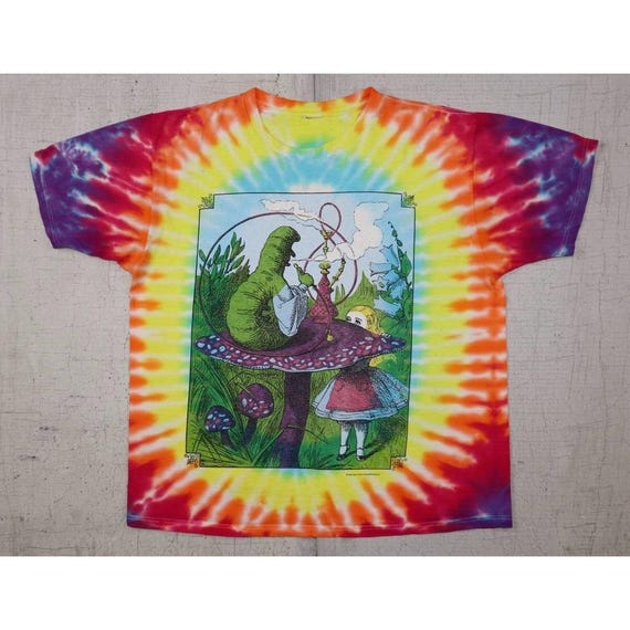 Vintage 90s Alice in Wonderland Tie Dye 1997 T Shirt Sz