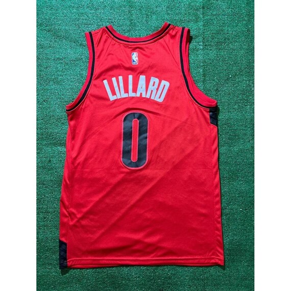 Buy Damian Lillard 0 Portland Trail Blazers Red Swingman Jersey