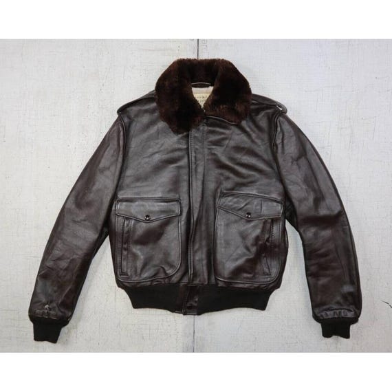 Schott flight jacket/48/leather/brw/plain/i-s-674… - Gem