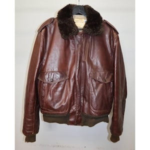 VTG 60s Schott N.Y.C. IS 674 MSFlight Bomber Jacket Brown Leather Size 46