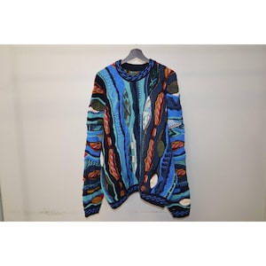 Vintage COOGI Wool Sweater XL Made in Australia 3D Knit Multicolor Biggie Style
