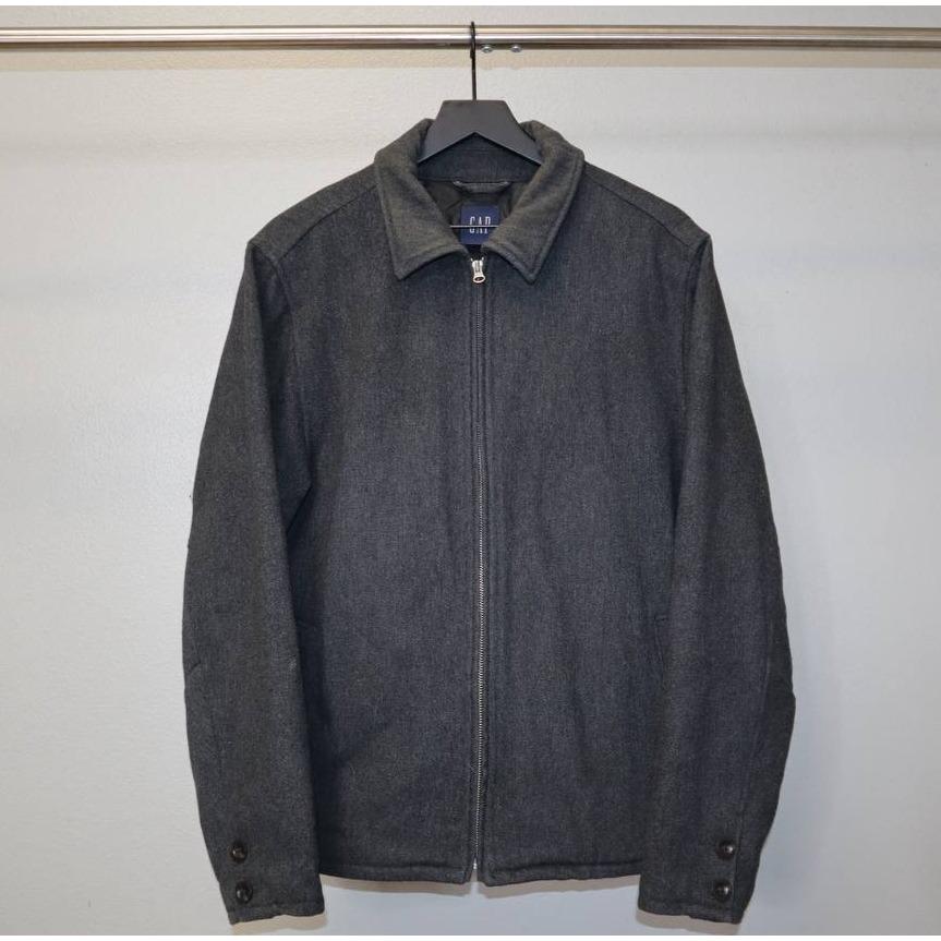 Vintage 90s GAP Wool Bomber Jacket Men's M Gray Lined Zip
