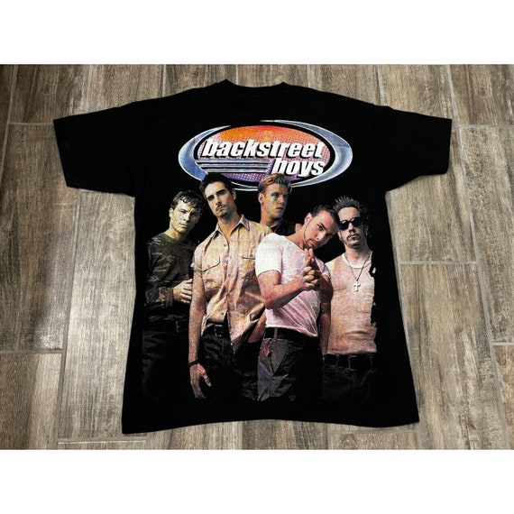Vintage 90s Backstreet Boys Rap Tee All Over Prin… - image 1