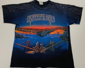 Vtg Grateful Dead T-Shirt Dead Set San Francisco & New York City Bridges 1990 XL