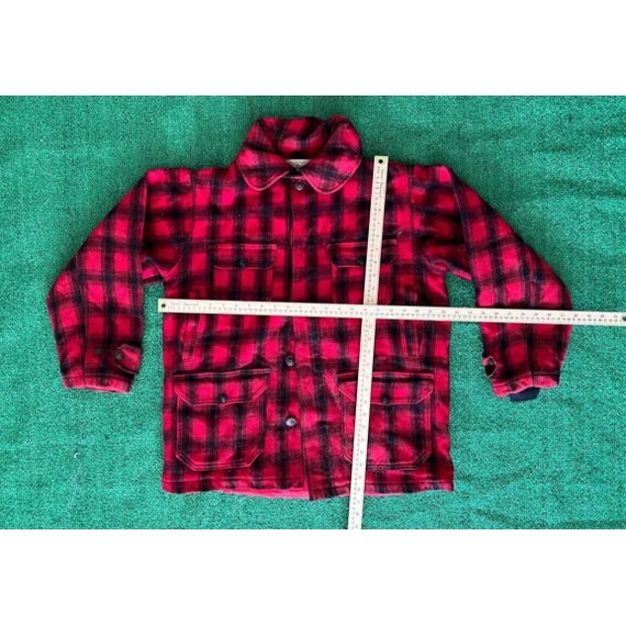 VTG Woolrich 60s Mackinaw Wool Jacket Red Black P… - image 5