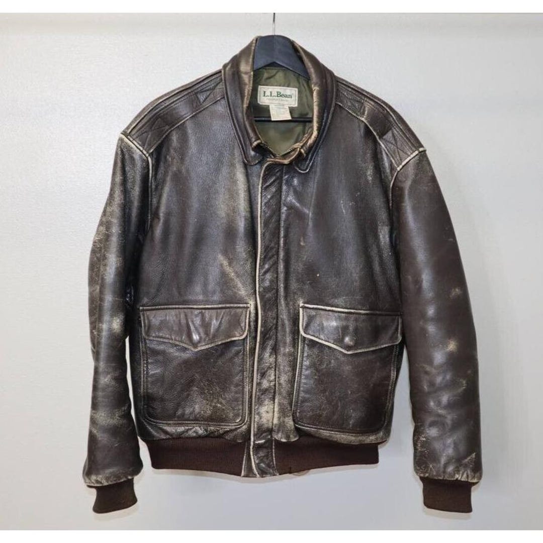 VTG 90s LL Bean Type A-2 Leather Bomber Flight Jacket Made VTG 90s LL Bean Type A-2 Leather Bomber Flight Jacket Made