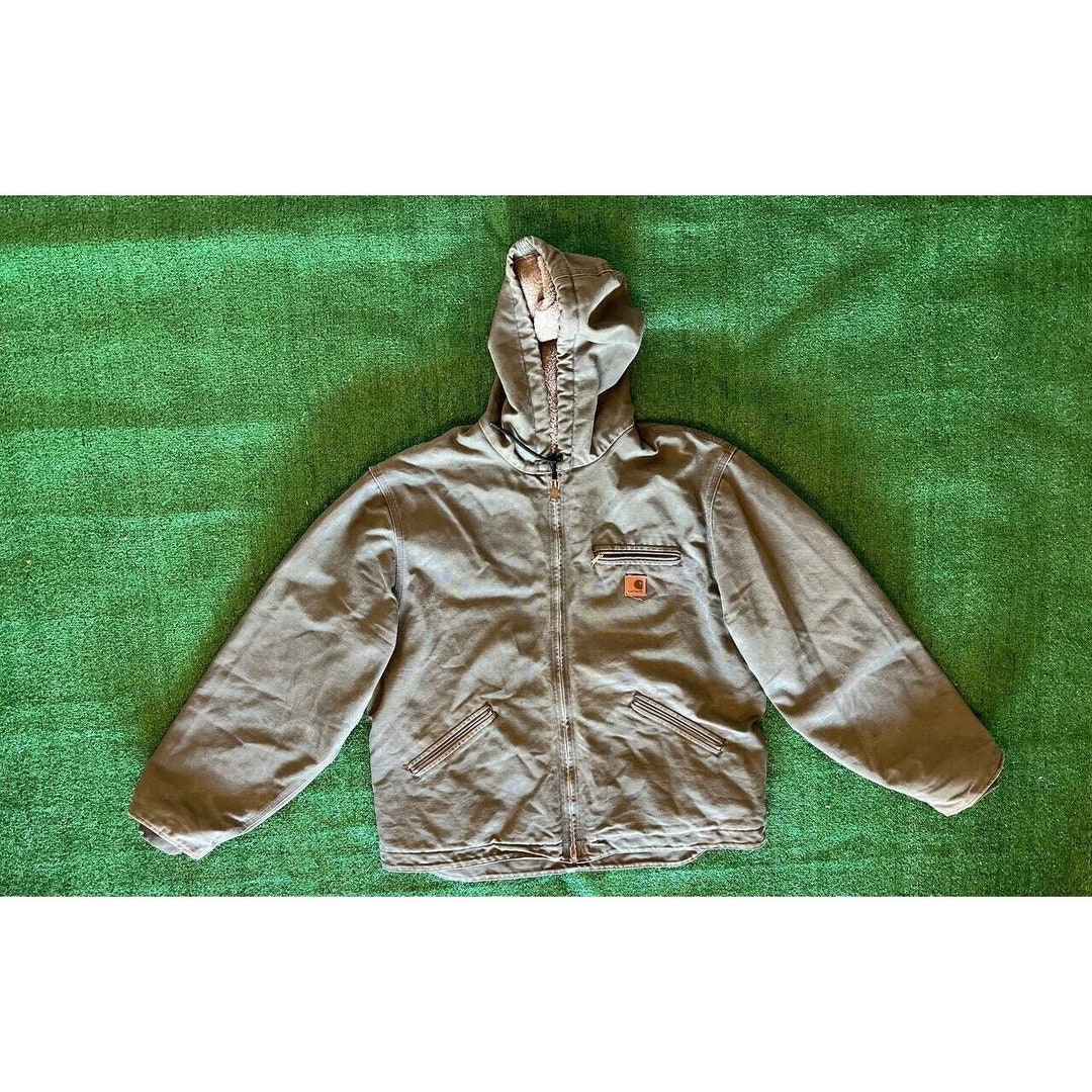 Vintage Carhartt Lined Hoodie Jacket J141 ARG Amy Green Sherpa - Etsy