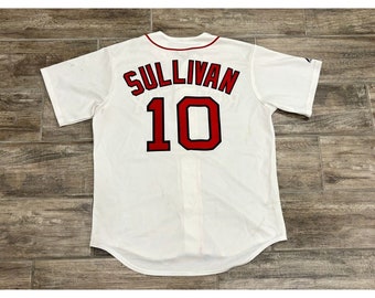 vintage Red Sox Sullivan #10 MLB Majestic White Taille Large