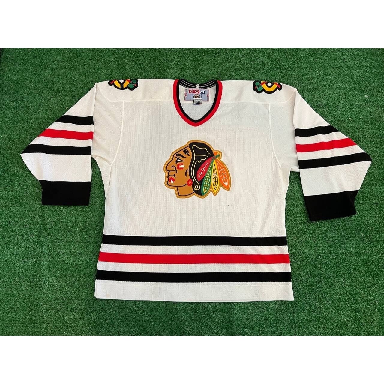 Chicago Blackhawk CCM NHL Jersey Style Pullover Hoodie Mens Size S  Embroidered