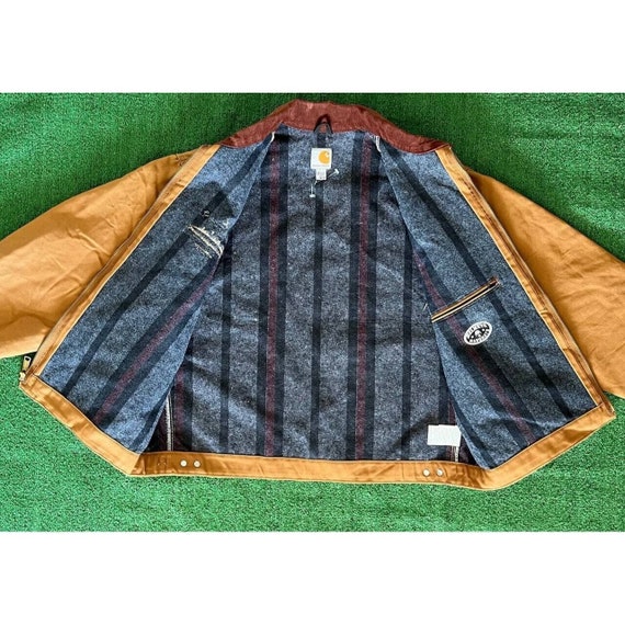 Vintage 90s Carhartt Detroit Jacket Duck Blanket … - image 3
