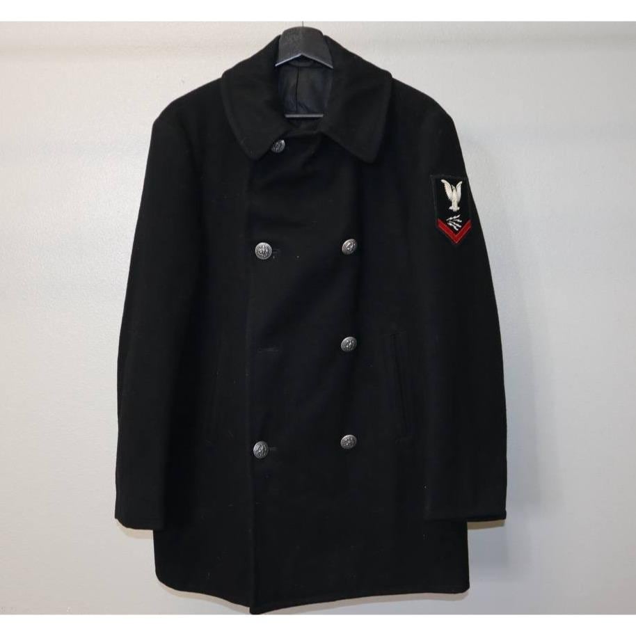 40s　NAVAL CLOTHING FACTORY PEA COAT BLK Vintage 50s US Navy Pea coat 40 Long Medium Navy Clothing