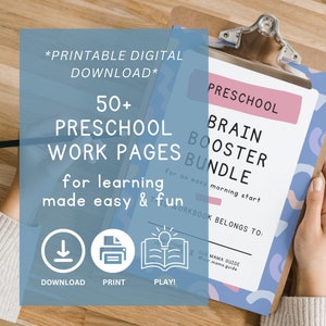 Druckbares Preschool Brain Booster Bundle | Kinderarbeitsbuch | Kleinkind Arbeitsblätter | Pre-K | Lernseiten | Busy Buch | BBPS101