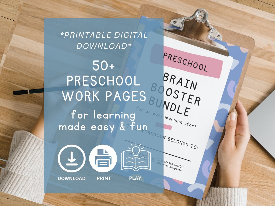 Printable Preschool Brain Booster Bundle Kid's Workbook Toddler