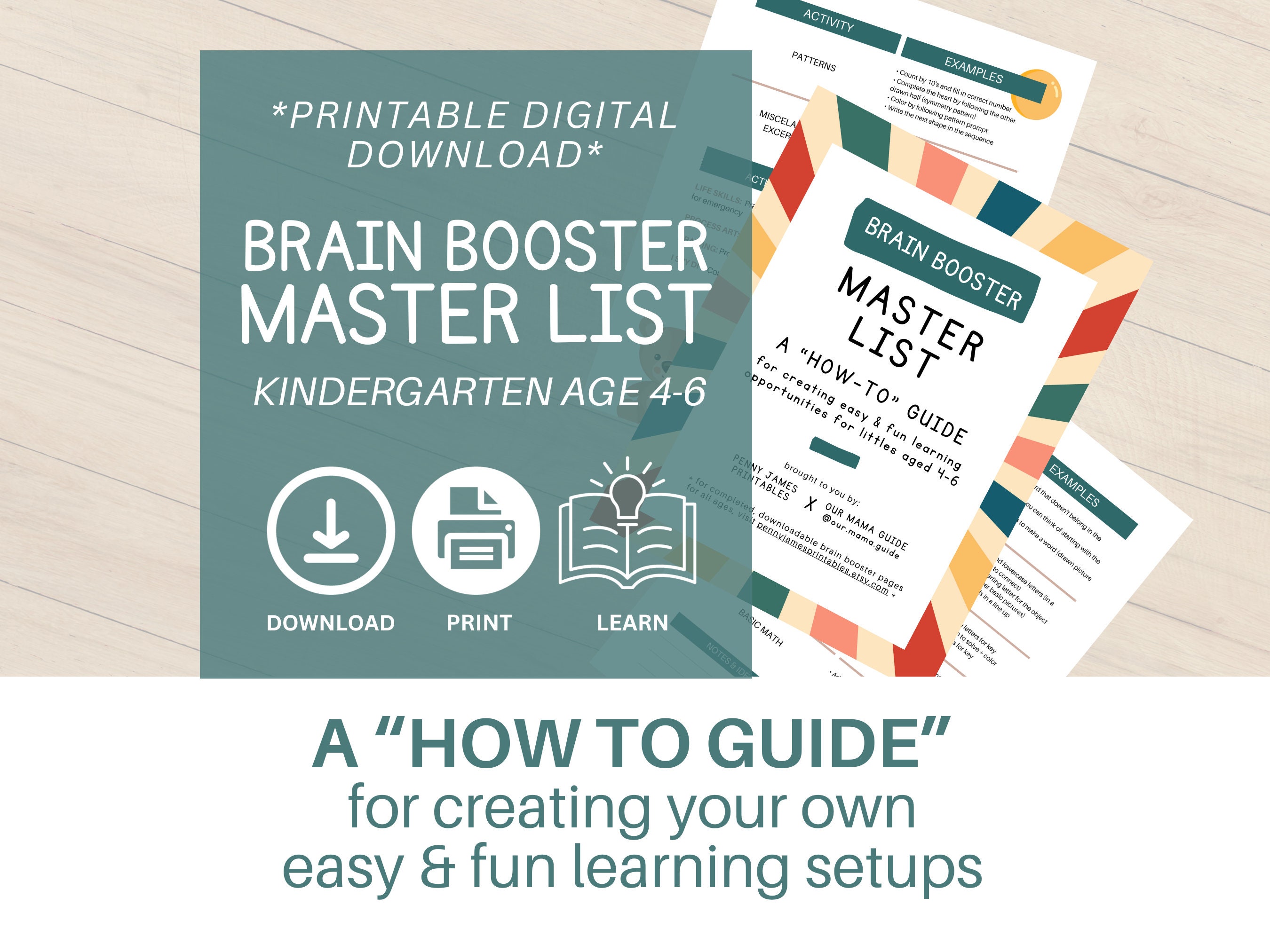 Printable Kindergarten Brain Booster Master List | How-to Guide ...