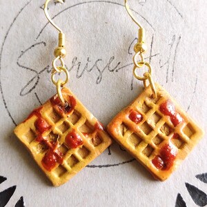 Waffle Earrings | Food Earrings | Clay Food Jewelry | Fun Gift for Her | Mini Food