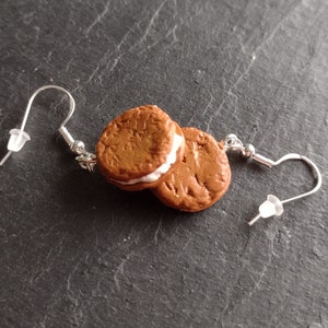Oatmeal Cream Pie Earrings Clay Food Earrings Handmade Gift for Her Mini Food Jewelry Birthday Gift Funny Earrings Clay Charm Unique Jewelry