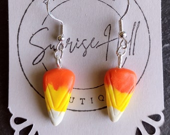 Handmade Candy Corn Earrings, Halloween Witch Gift