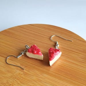 Cherry Cheesecake Earrings Clay Food Earrings Handmade Gift for Her Mini Food Jewelry Gift for Baker Handmade Birthday Gift Funny Earrings