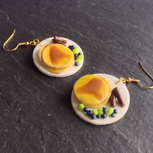 Pancake Breakfast Earrings | Handmade Gift for Her | Clay Food Earrings | Mini Food | Clay Earrings Handmade | Birthday Gift Jewelry
