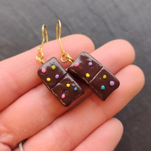 Cosmic Brownie Earrings | Food Earrings | Clay Food