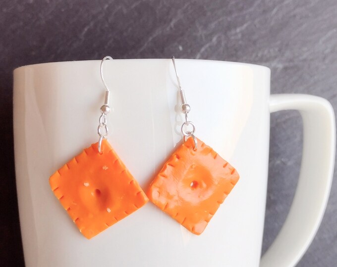 Cheezit Cracker Earrings Polymer Clay Earrings Handmade Etsy