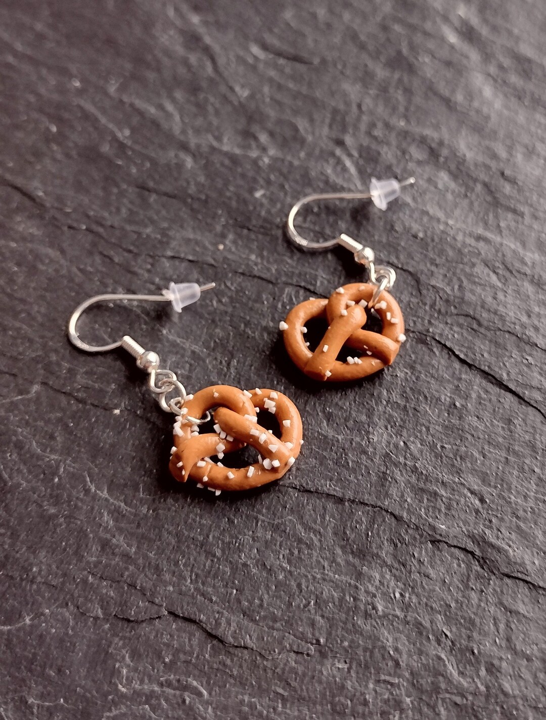 Pretzel Earrings Clay Food Earrings Handmade Gift Fun Jewelry Clay