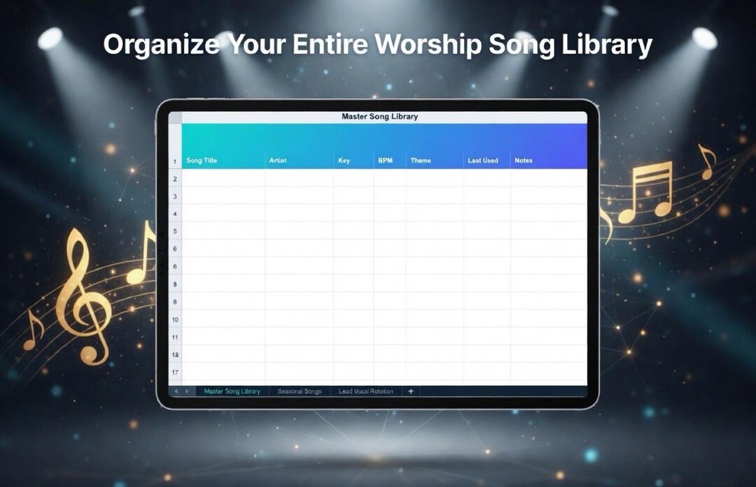 Worship Song Library Tracker | Editable Setlist Database (digital ...