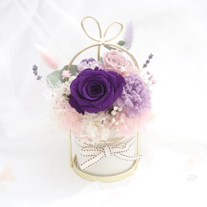 Mother’s Day Flower Gift | Preserved and dried flower pot | Purple | Carnation |