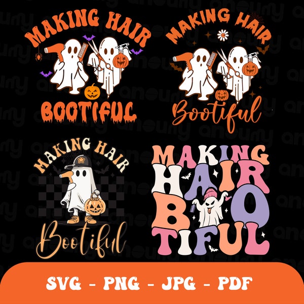 Making Hair Bootiful Png, Funny Halloween Ghost Png, Ghost Hair Stylist, Halloween Hairdressed, Halloween Gift For Hair Stylist, Funny Boo