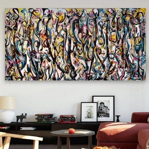 Pollock Mural Wall Art, Mural (1943) Print, Jackson Pollock Abstract Wall Art, Canvas Wall Decor, Abstract Canvas Prints, Surrealism Art