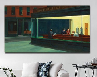 Nighthawks by Edward Hopper Wall Art, Nighthawks Canvas Print, Edward Hopper Canvas Wall Art, Edward Hopper Wall Decor, Expressionism Art