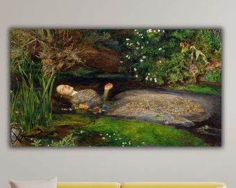 Ophelia Canvas Wall Art, John Everett Millais Paintings, William Shakespeare Hamlet, Ophelia Print, British Painting,Ophelia Fine Art Poster
