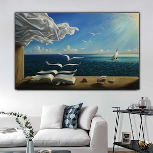 Book to Birds by Salvador Dali Wall Art, Salvador Dali Canvas Print, Salvador Dali Paints, Surrealism Art Print, Abstract Expressionism Art