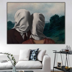 The Lovers Leinwanddruck, Rene Magritte The Lovers Wandkunst, Rene Magritte Poster, The Lovers Wandkunst, Paar Kuss Wandkunst, Valentine Geschenk