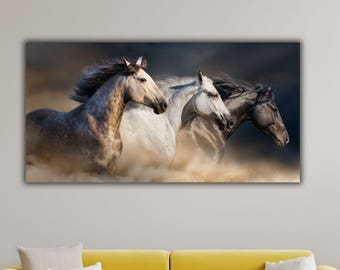 Wild Horses Canvas Wall Art, Large Horse Wall Decor, Extra Large Wildlife Canvas Print, Horse Gift, Living Room Wall Decor, Large Canvas Art