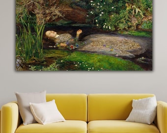 Ophelia Canvas Wall Art, John Everett Millais Painting, Shakespeare Hamlet Print