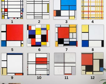 ピエト・モンドリアン作「赤、黄、青、黒の構図」、壁掛けアート
