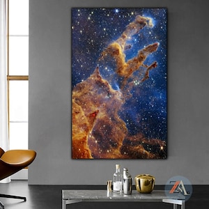 Säulen der Schöpfung Poster, James Webb Weltraumteleskop Phantomgalaxie NASA Poster, Space Webb inspiziert, Die Säulen der Schöpfung CANVAS Decor