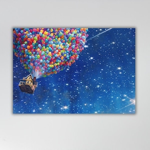 Up Pixar-canvas, Up Pixar-muurkunst, Pixar-canvas voor kinderkamer, Up Pixar-kunst aan de muur, kleurrijke ballonnenposter, Pixar Canvas-muurdecoratie