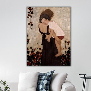 Mother and Child Canvas Wall Art, Gustav Klimt Wall Decor, Gustav Klimt Poster, Gustav Klimt Art Print, Gustav Klimt Museum Exhibition Gift