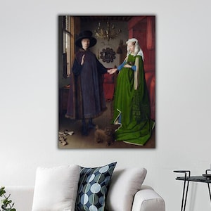 The Arnolfini Portrait (1434) Canvas Print, Jan van Eyck Wall Art, Jan van Eyck Paintings on Canvas, Jan van Eyck Poster, Art Reproduction