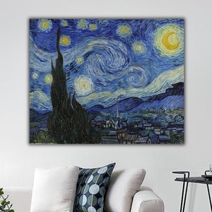 Starry Night by Van Gogh Canvas Print, Vincent Van Gogh Wall Art, Van Gogh Exhibition Print, Reproduction Home Decor, Canvas Wall Print.