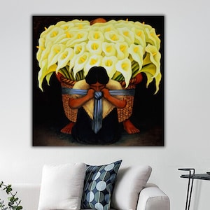 De bloemenverkoper canvasafdruk, de bloemenverkoper door Diego Rivera, Vendedor de alcatraces, Diego Rivera kunst aan de muur, Fine Art Prints muurdecoratie