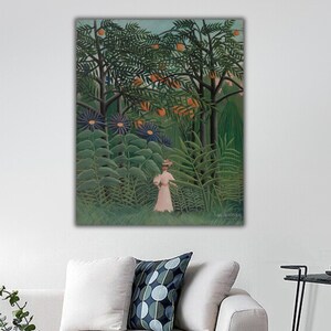 Henri Rousseau Wall Art, Woman Walking In Exotic Forest By Henri Rousseau Canvas Print, Henri Rousseau Paintings, Henri Rousseau Wall Decor
