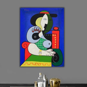 Donna con orologio di Pablo Picasso, stampa su tela Femme a la Montre, decorazione da parete su tela di Pablo Picasso, stampe artistiche su tela astratte