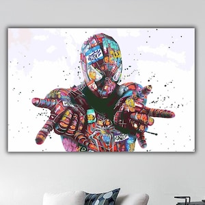 Spider-Man Graffiti Canvas Wall Art, Spider-Man Poster, Spider-man Canvas Print, Spider-Man Wall Decor, Superhero, Spiderman Gift for Kids