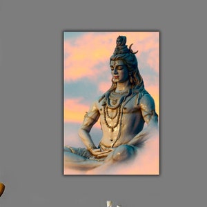 God Shiva Canvas Wall Art, Hindu Gods Wall Decor, Spiritual Canvas Art, Indian Beliefs Art, Shiva Statue Artwork Print, Shiva Canvas Art