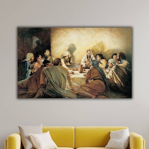Last Supper Wall Art, Last Supper Wall Decor, Last Supper Artwork, Christian Canvas Art, Jesus and Disciples Paintings, Last Supper Art
