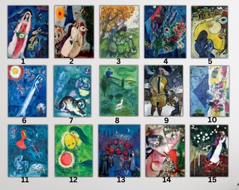 Custom Marc CHAGALL Canvas Wall Art, Choose one of from Chagall's 60 Artworks, Marc Chagall Paintings, Chagall Wall Decor, Chagall Print Art