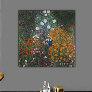 Flower Garden Canvas Wall Art, Gustav Klimt Reproduction Wall Art, Klimt Classic Wall Art, Symbolism Art Nouveau Painting, Fine Art Prints